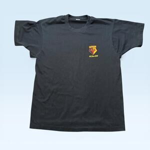 Vintage Watford FC Shirt Mens Large Black Soccer Football U.K. Tour 1987-88 80s